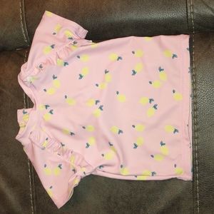 Andy & Evan 9-12 month girls two-piece swimsuit. Pink with lemons.